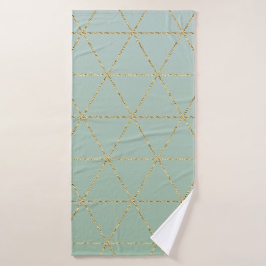 Boho Bohème Chic Géométrique Doré & Menthe Glamour (Serviette de bain)