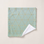Boho Bohème Chic Géométrique Doré & Menthe Glamour (Gant de toilette)