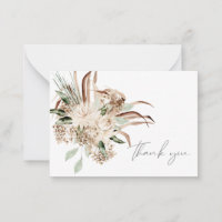 Boho Bohemian Beige Bloemen Hartelijk dank Kaart