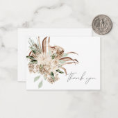 Boho Bohemian Beige Floral Merci Carte Note (Devant/Arrière en situation)