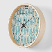 Boho Bohemian Distered Blauwgroen Feather Pattern (Hoek)
