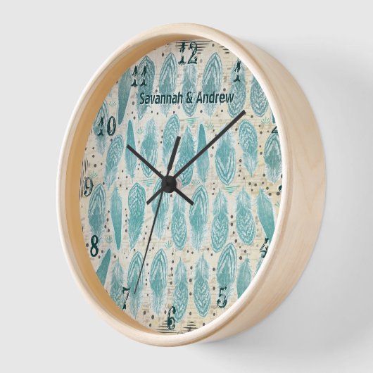 Boho Bohemian Distered Blauwgroen Feather Pattern (Hoek)