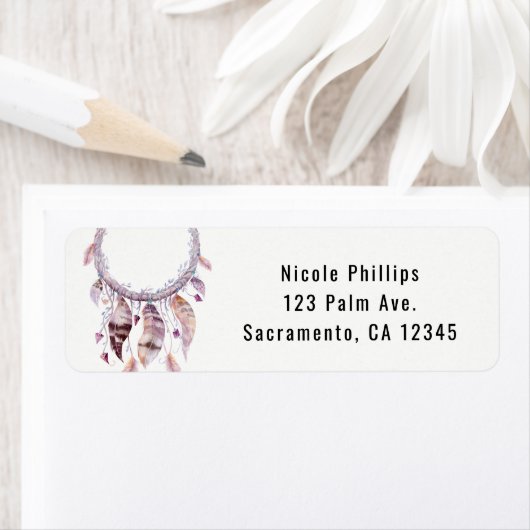 Boho Bohemian Dream Catcher Feather Uitnodiging Etiket (Insitu)