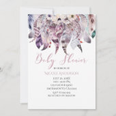 Boho Bohemian Feathers Baby Shower Uitnodigingen (Voorkant)