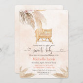 Boho Bohemian Pampas Baby shower Kaart (Voorkant / Achterkant)