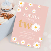 Boho Bohemian Retro 70s Pink Daisy 2e verjaardag Kaart