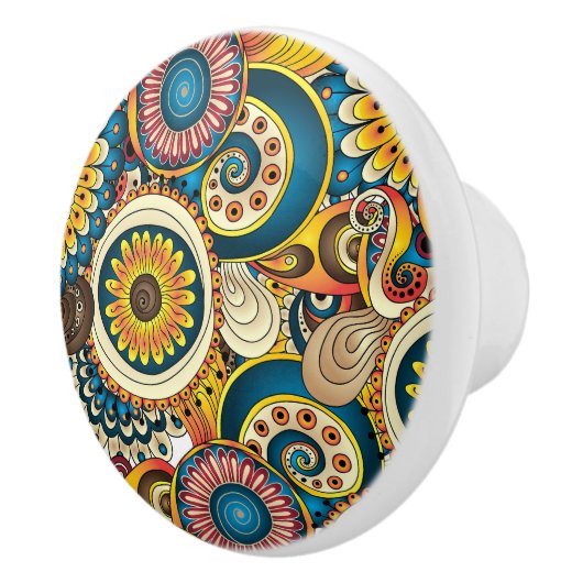 Boho Bohemian Retro Colorful Pattern Keramische Knop (Rechts)