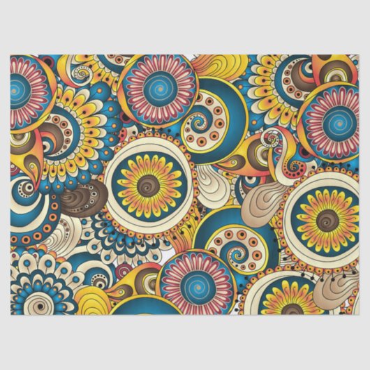 Boho Bohemian Retro Colorful Pattern Tissuepapier (Voorkant)