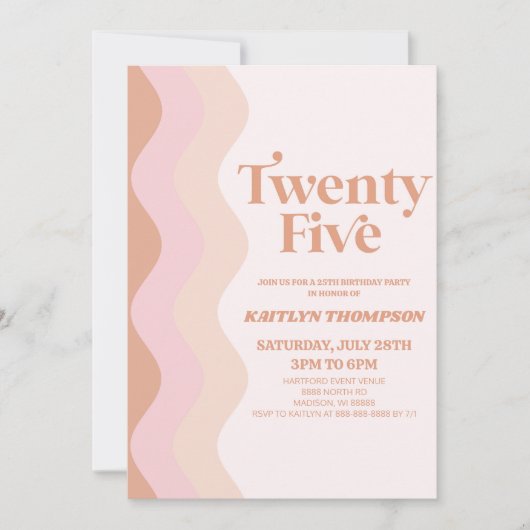 Boho Bohemian Vijfentwintig 25ste Verjaardagsfeest Kaart (Voorkant)