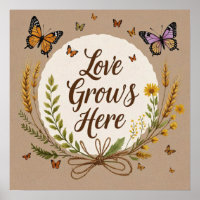 Boho Bohemian Wildflowers, vlinders, tarwe
