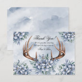 Boho Bois de Cerf Fleurs Bleu Poussiéreux Merci (Devant / Derrière)