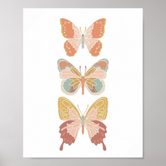 Boho Bold Butterfly Butterflies Girl Nursery Art Poster (Voorkant)