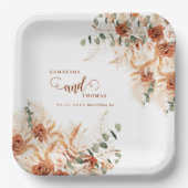 Boho Bold Pampas Floral Wedding Papieren Bordje (Voorkant)
