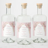 Boho boog blush pioenen pampas gras eucalyptus likeurfles etiket (Flessen)