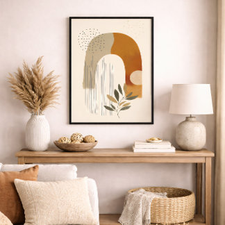 Boho Boog Botanische Geometrische Neutrale Terraco Canvas Afdruk