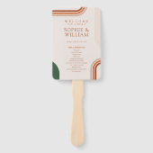 Boho-boog-huwelijksprogramma-waaier, ceremonieprog handwaaier (Voorkant)