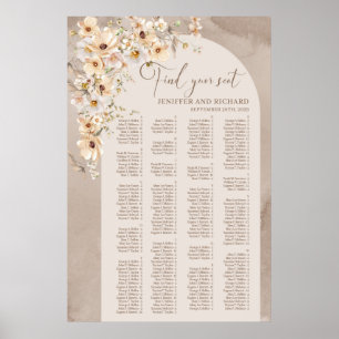 Boho boog ivoor wilde bloemen Alfabetisch Zitje Poster