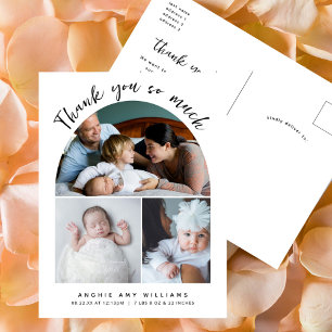 Boho Boog Moderne Handgeschreven Bedankt Foto Baby Briefkaart