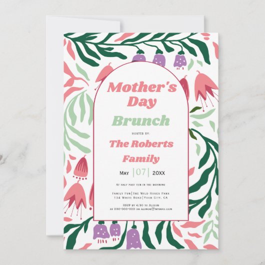 Boho boog retro Moederdag brunch Kaart (Voorkant)