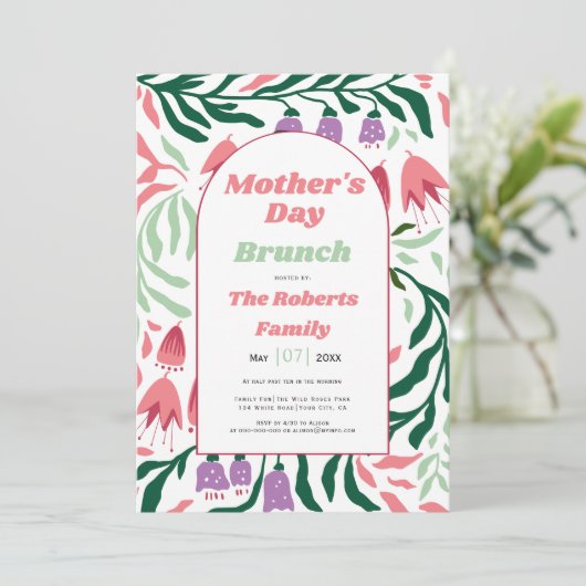 Boho boog retro Moederdag brunch Kaart (Staand voorkant)