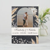 Boho Boog Sterrenhemel Pampas Bloemmotief Aards Ru Save The Date (Staand voorkant)