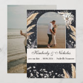 Boho Boog Sterrenhemel Pampas Bloemmotief Aards Ru Save The Date (Voorkant / Achterkant)