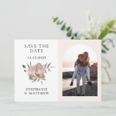 Boho Boog Stof Orchideeën Foto Bruiloft Save The Date (Staand voorkant)