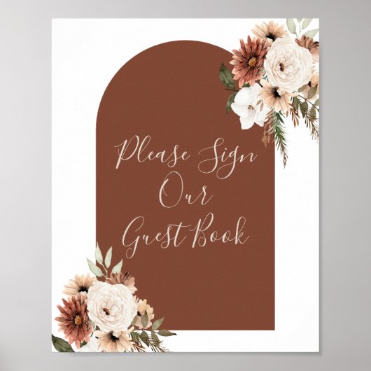 Boho Boog Terracotta Bloemstuk Gelieve onze Gast t Poster (Voorkant)