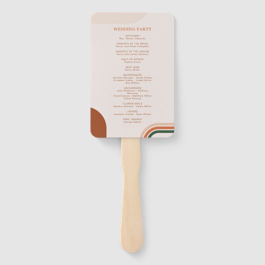 Boho-boog trouwprogramma-waaier, ceremonieprogramm handwaaier (Achterkant)