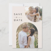 Boho boog twee foto woestijn bruiloft save the date (Voorkant)