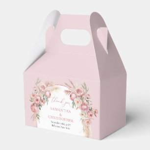 Boho boog Waterverf blush roze bloempampa's Bedankdoosjes