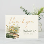 Boho Book Lover Floral Baby shower Bedankkaart (Staand voorkant)