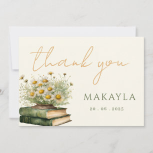 Boho Book Lover Floral Baby shower Bedankkaart