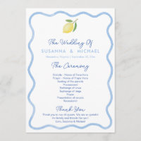 Boho Bord Blue Wavy Border Lemons Wedding
