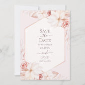 Boho Bord Roze Rozen Save the Date Kaart (Voorkant)
