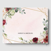 Boho bordeaux bloemengoud geometrische bruiloft gastenboek (Achterkant)