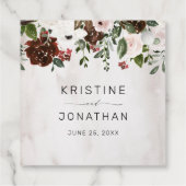 Boho bordeaux roze roos bloemenbruiloft dank u bedankjes labels (Achterkant)