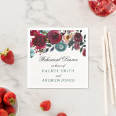 Boho Bordo Burgundy Red Flowers Rehearsal Dinner Servetten (Insitu)