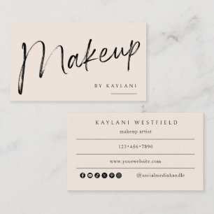 Boho Borstel Make-up Zakelijke Kaart Schoonheidsku Visitekaartje