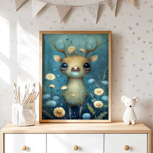 Boho bos herten muurdecoratie voor de kinderkamer poster