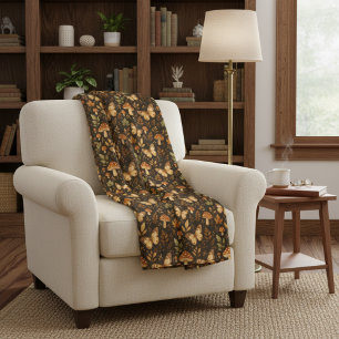 Boho bos paddenstoelen fleece deken
