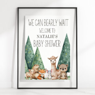 Boho bosdieren baby shower bord poster
