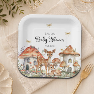 Boho bosdieren Baby Shower Papieren Bordje
