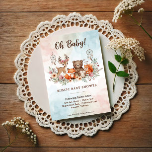 Boho Bosdieren Baby Shower Uitnodiging