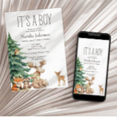 Boho bosdieren jongens babyshower kaart