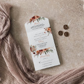 Boho Botanical Autumn Floral Wedding All In One Uitnodiging