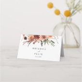 Boho Botanical Autumn Floral Wedding Place Card (Achterkant)