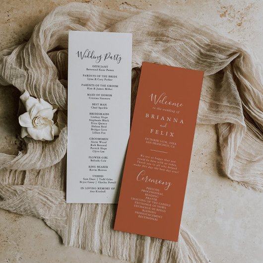 Boho Botanical Autumn Wedding Programme