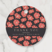 Boho Botanical Black Red Custom Weddenschap Bedank Bedankjes Labels (Achterkant)