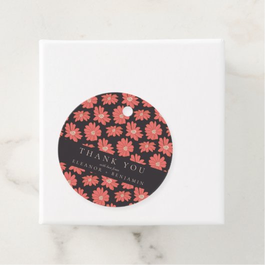 Boho Botanical Black Red Custom Weddenschap Bedank Bedankjes Labels (In situ)